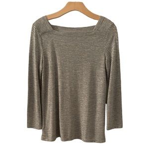Loft Square Neck Grey Striped Top